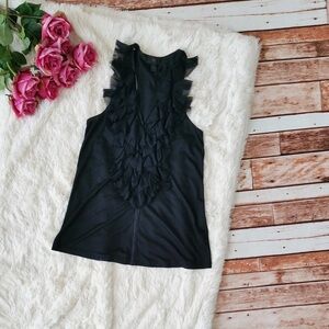 Black Banana Republic Ruffle Front Chiffon Tank